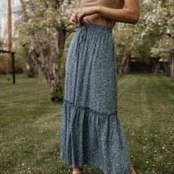 LAKE FLOWER FASHION New Arrivals Daniella Maxi Skirt In Blue