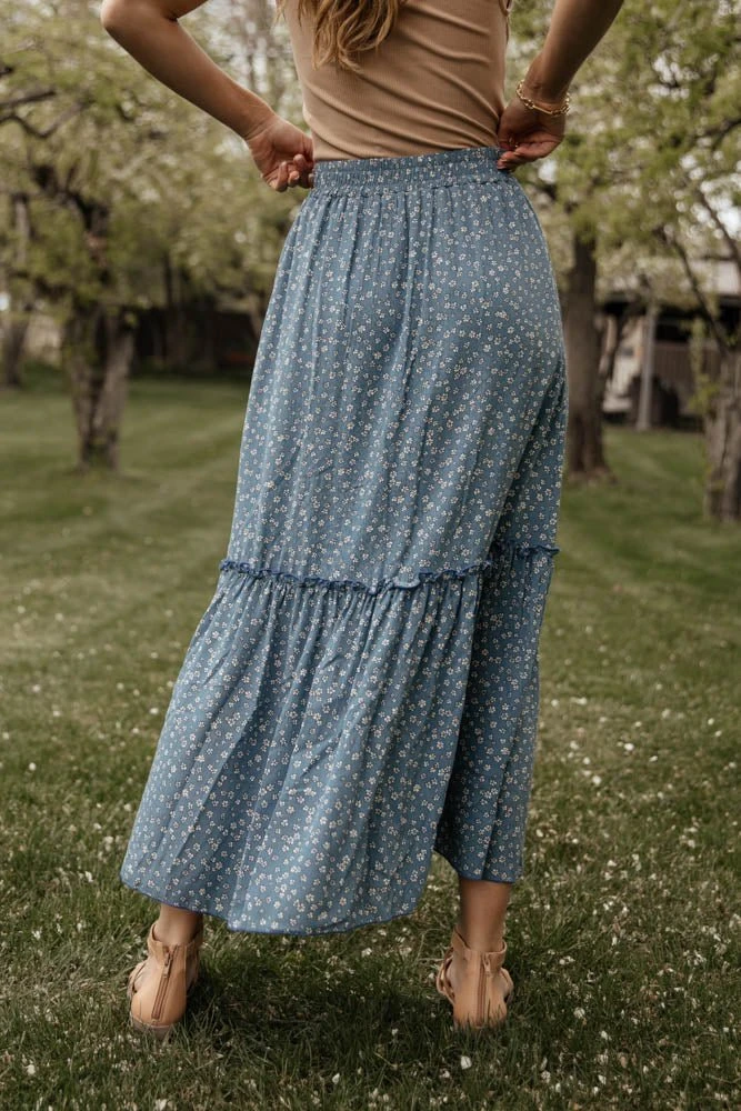 LAKE FLOWER FASHION New Arrivals Daniella Maxi Skirt In Blue 9 LAKE FLOWER FASHION New Arrivals Daniella Maxi Skirt In Blue