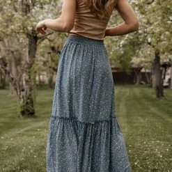 LAKE FLOWER FASHION New Arrivals Daniella Maxi Skirt In Blue 15 LAKE FLOWER FASHION New Arrivals Daniella Maxi Skirt In Blue