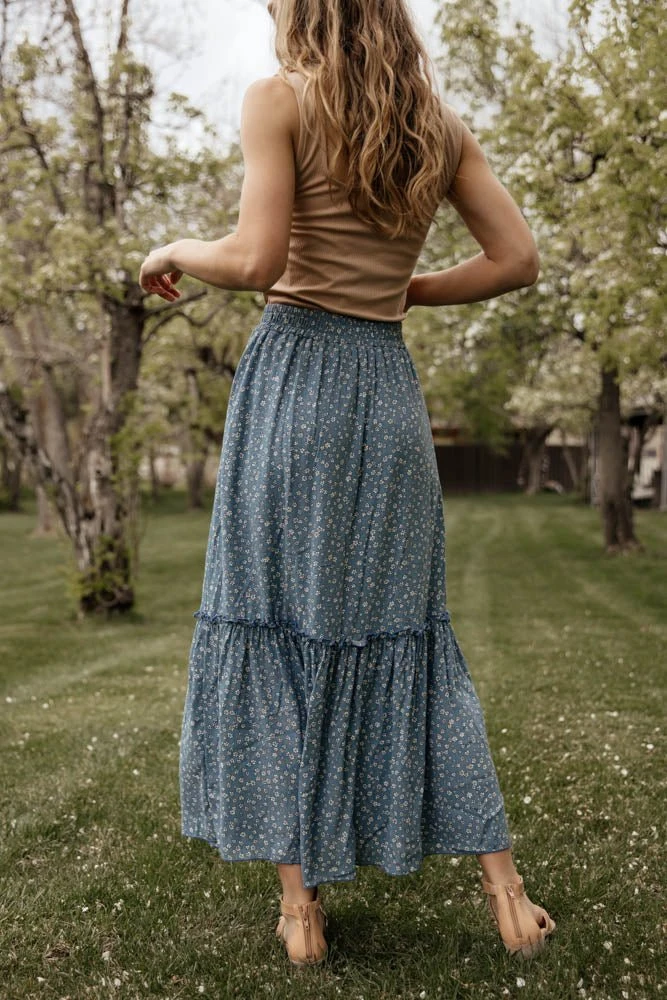 LAKE FLOWER FASHION New Arrivals Daniella Maxi Skirt In Blue 8 LAKE FLOWER FASHION New Arrivals Daniella Maxi Skirt In Blue