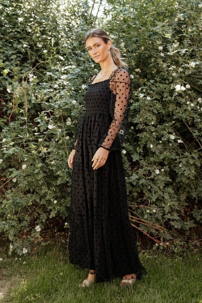 SEE AND BE SEEN Margo Polka Dot Dress In Black 5 SEE AND BE SEEN Margo Polka Dot Dress In Black