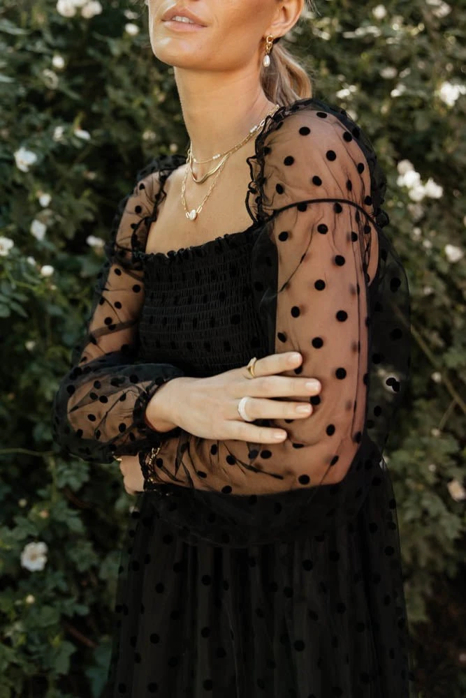 SEE AND BE SEEN Margo Polka Dot Dress In Black 4 SEE AND BE SEEN Margo Polka Dot Dress In Black