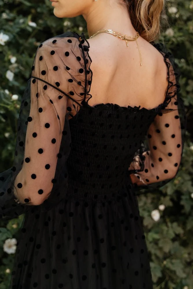 SEE AND BE SEEN Margo Polka Dot Dress In Black 6 SEE AND BE SEEN Margo Polka Dot Dress In Black