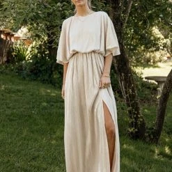 SEE AND BE SEEN Brooke Maxi Dress In Gold