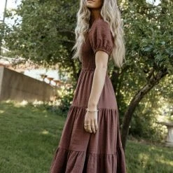 SINA Gemma Midi Dress In Brown New Arrivals