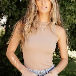 DYNAMIC FASHION Florance Ribbed Bodysuit In Tan New Arrivals