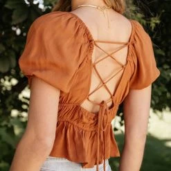 LUSH CLOTHING New Arrivals Miranda Top In Camel