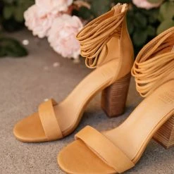 FREE SOUL/MIRACLE MILE Blair Ankle Strap Heels In Tan
