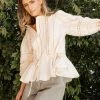 SEE AND BE SEEN Brinna Peplum Top In Oatmeal New Arrivals