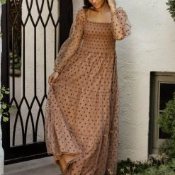 SEE AND BE SEEN Margo Polka Dot Dress In Brown New Arrivals