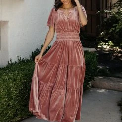 SEE AND BE SEEN Marlowe Velvet Dress In Blush