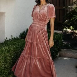 SEE AND BE SEEN Marlowe Velvet Dress In Blush