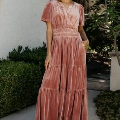 SEE AND BE SEEN Marlowe Velvet Dress In Blush