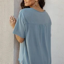 LA MIEL Paula Oversized Top In Blue Tops