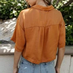 LUSH CLOTHING Haisley Button Up In Orange New Arrivals