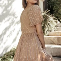 WELLMADE INC New Arrivals Hallie Midi Dress In Camel