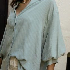 Mustard Seed Tops Skye Button Down In Seafoam