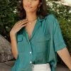 WORUI Trudy Button Up Top In Emerald New Arrivals