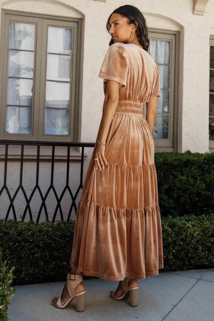 SEE AND BE SEEN Marlowe Velvet Dress In Taupe Dresses 7 SEE AND BE SEEN Marlowe Velvet Dress In Taupe Dresses