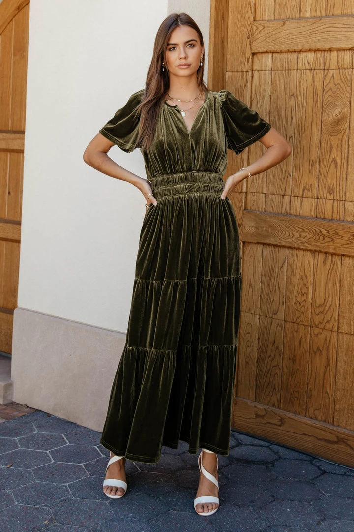 SEE AND BE SEEN Dresses Marlowe Velvet Dress In Green 5 SEE AND BE SEEN Dresses Marlowe Velvet Dress In Green