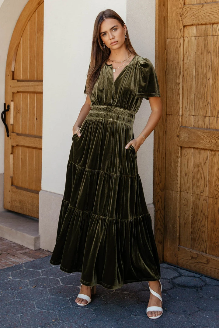 SEE AND BE SEEN Dresses Marlowe Velvet Dress In Green 6 SEE AND BE SEEN Dresses Marlowe Velvet Dress In Green