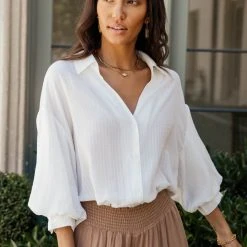 Mustard Seed Tops Skye Button Down In White