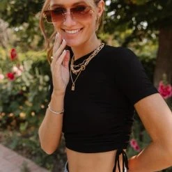 DRESS FORUM Tops Aveline Ruched Crop Top - FINAL SALE