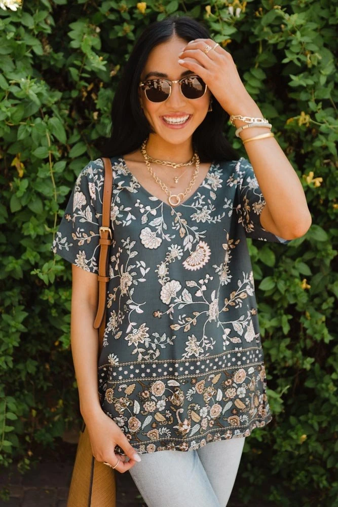 MILLIBON POLYMOND DK INC Jackie Floral Top - FINAL SALE 3 MILLIBON POLYMOND DK INC Jackie Floral Top - FINAL SALE