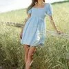 VERY J Cameron Mini Dress In Light Blue