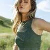 DYNAMIC FASHION Sara Ribbed Tank In Green Tops