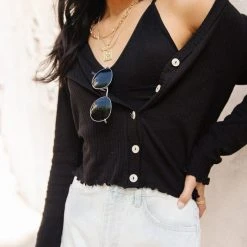 GINGER G Stanley Button Front Top In Ivory Tops