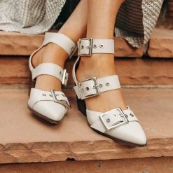 FREE SOUL/MIRACLE MILE Shoes Zuri Buckle Heels In Beige