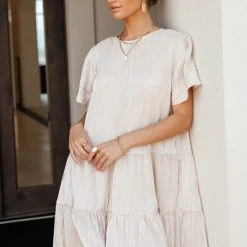 SEE AND BE SEEN New Arrivals Miriam Mini Dress In Gold