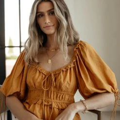 Mustard Seed Selena Top In Ochre New Arrivals