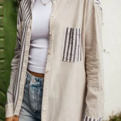 MILLIBON POLYMOND DK INC New Arrivals Striped Button Down Top