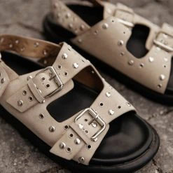 BEAST FASHION Zaya Buckle Sandals In Beige