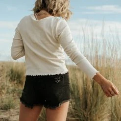 GINGER G Stanley Button Front Top In Ivory Tops