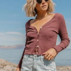 GINGER G Stanley Button Front Top In Ivory Tops