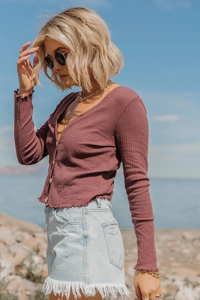 GINGER G Stanley Button Front Top In Burgundy Tops 5 GINGER G Stanley Button Front Top In Burgundy Tops