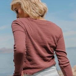 GINGER G Stanley Button Front Top In Burgundy Tops 12 GINGER G Stanley Button Front Top In Burgundy Tops