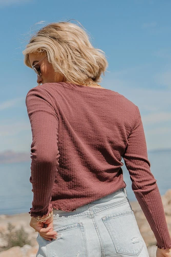 GINGER G Stanley Button Front Top In Burgundy Tops 6 GINGER G Stanley Button Front Top In Burgundy Tops