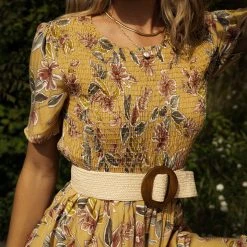 LAKE FLOWER FASHION Thandie Midi Dress In Yellow New Arrivals