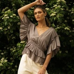 Mustard Seed New Arrivals Ariadne Blouse In Grey