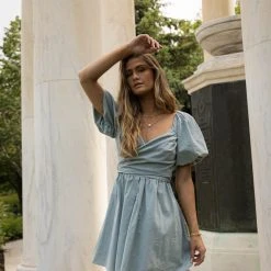 Mustard Seed Michelle Mini Dress In Light Blue