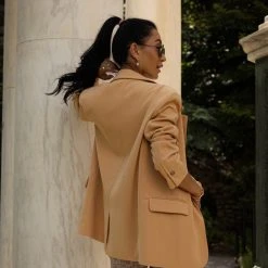 AARON & AMBER Crystal Blazer In Tangerine