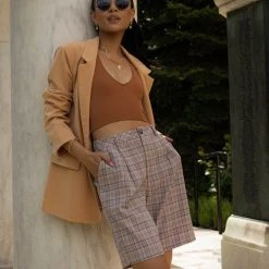 AARON & AMBER Crystal Blazer In Tangerine