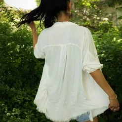 LIME N CHILI Chanel Button Down Top In Ivory Tops