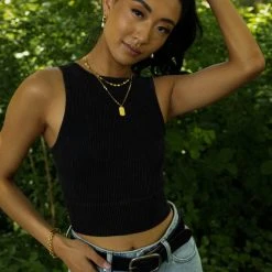 DYNAMIC FASHION Sara Ribbed Tank In Black