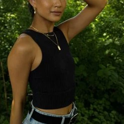 DYNAMIC FASHION Sara Ribbed Tank In Black