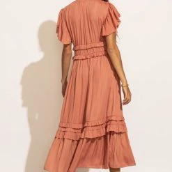 WORUI New Arrivals Willa Ruffle Dress In Salmon